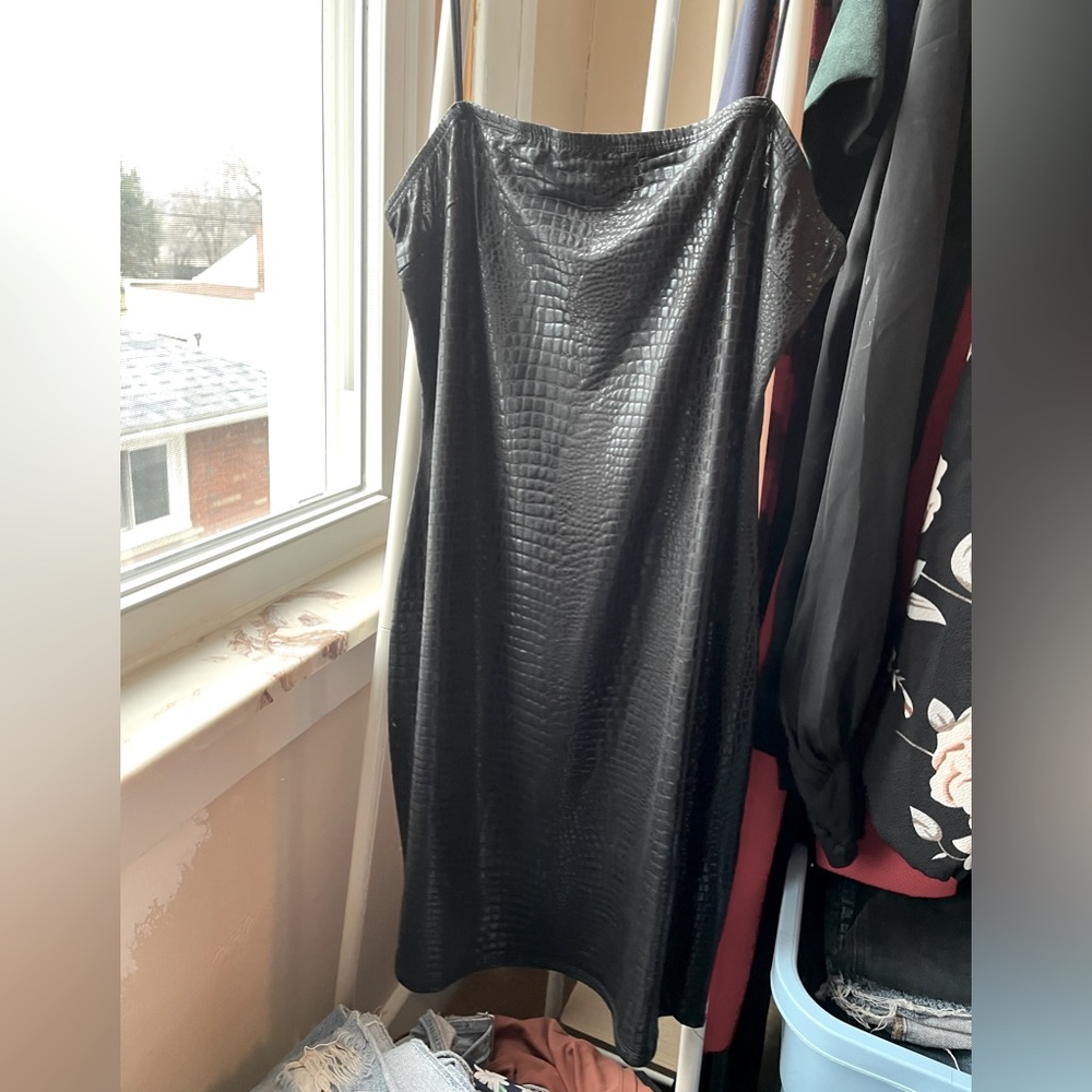 Faux Snakeskin Bodycon Dress - Size Large